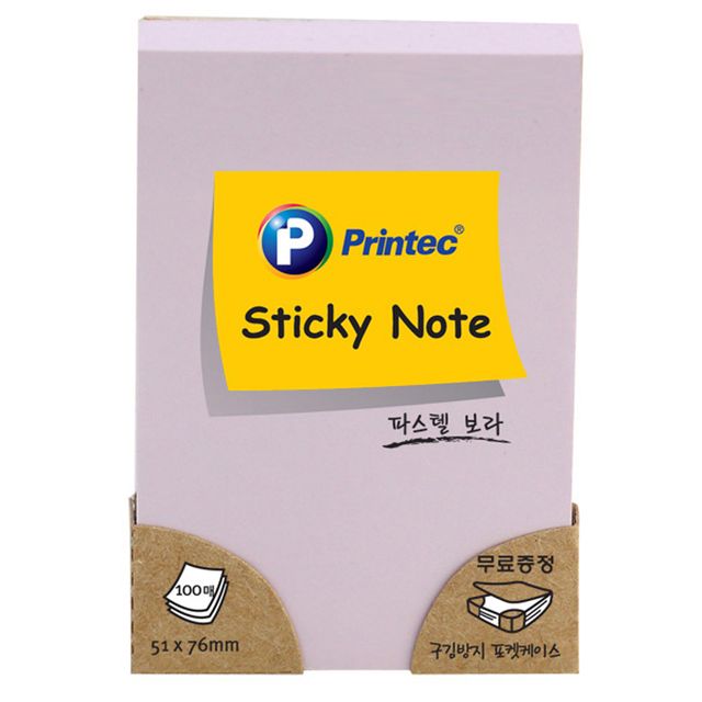 프린텍 보라 파스텔 스티키 노트 점착식 메모지