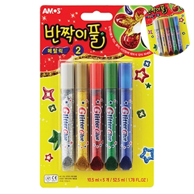 유아미술용품 엄마표미술놀이 반짝이풀 메탈릭 5개
