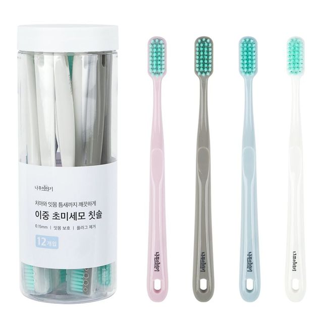 12개입 초미세모 이중 칫솔 세트 가정용 구강용품