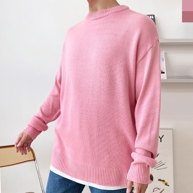 남자는핑크니트티 패션 데일리 웨어