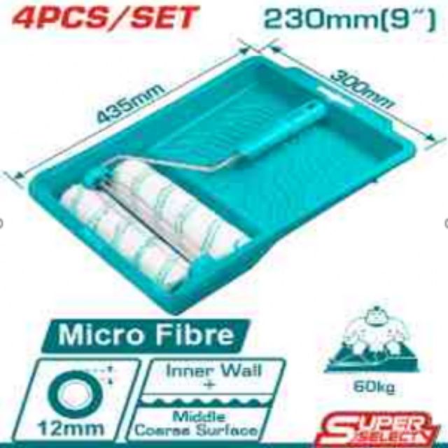 TOTAL 수성페인트 세트 4PCS - 롤러, 손잡이, 트레이 포함 DIY 페인트 키트
