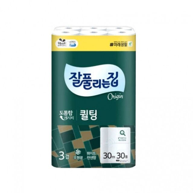 미래생활 잘풀리는집 화장지 퀼팅 3겹 30롤 (리뉴얼) 30m (3개입)