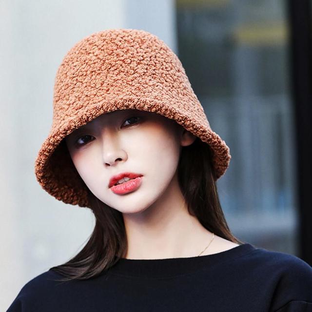 여성 뽀그리 양털 버킷햇 겨울 방한 모자