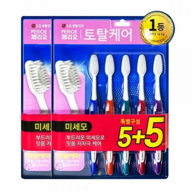 TBZ 페리오 토탈케어 칫솔10p 미세모 잇몸케어 부드러운 대용량 저자극 가족칫솔