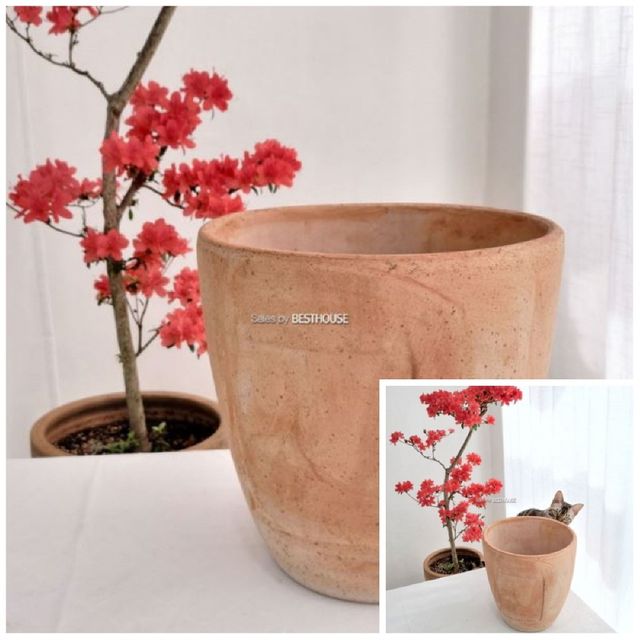이탈리아 러스틱 수제 토분 원형 28x28cm 인테리어화분 원형화분 식물화분 베란다화분