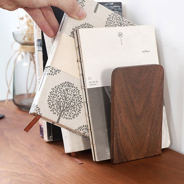 원목 북엔드 13x8cm L자형 호두나무 책고정 거치대 소형