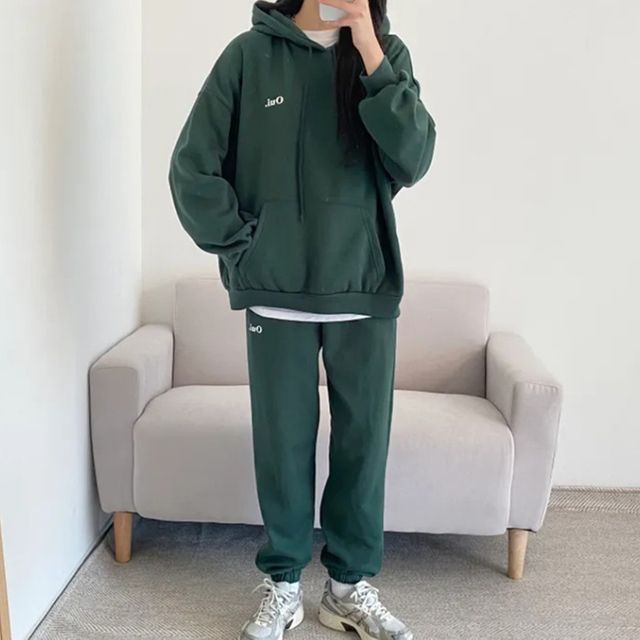 쿨샵 여성 오버핏 트레이닝 셋업 후드 밴딩팬츠 캐주얼세트