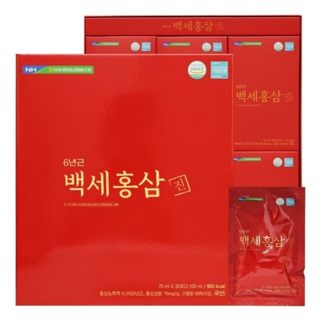 지리산마천농협 6년근 백세홍삼 진 70ml x 30포 (쇼핑백포함)