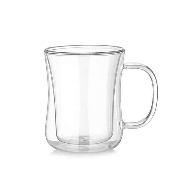 비타리토 이중 투명 내열유리컵 400ml - 깔끔한 디자인 내열 유리컵