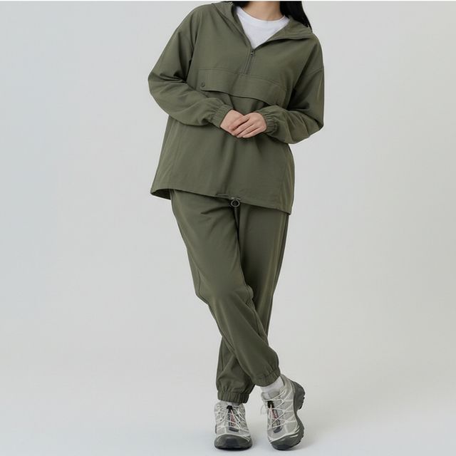 3컬러 봄 가을 여성 나일론 아노락 긴팔 조거 세트