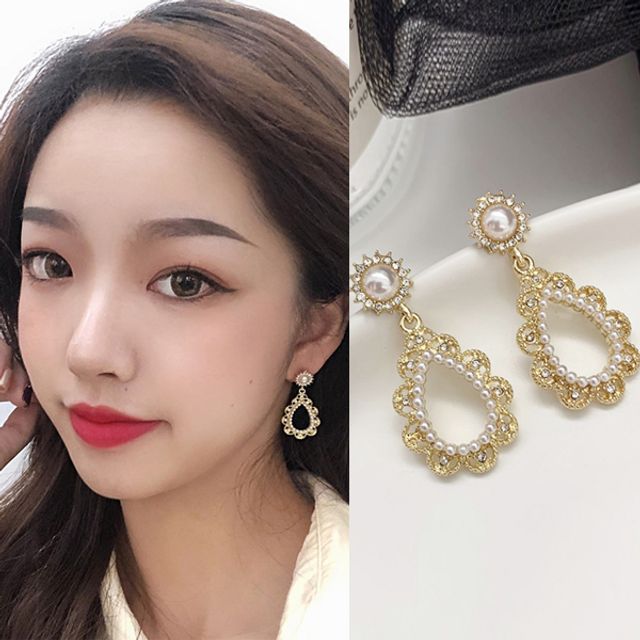진주 오벌 큐빅 데일리 귀걸이 원석 이어링 실버925