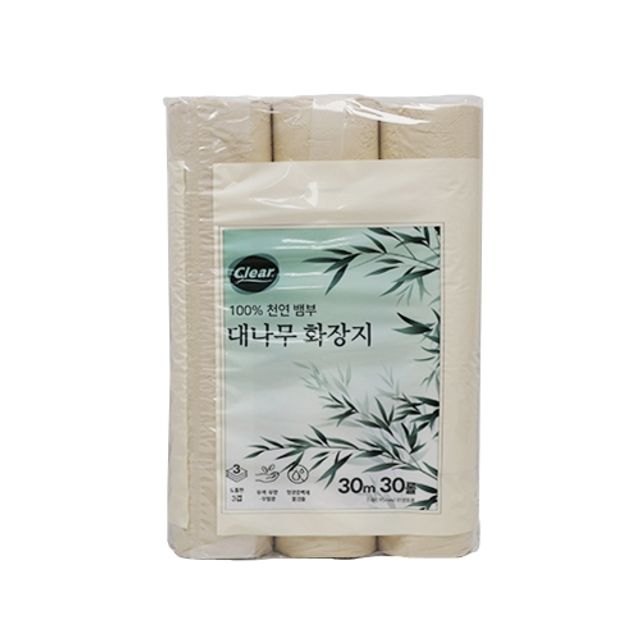 혜명몰 클리어 대나무 두루마리화장지 3겹 30M 30롤 - 박스 (3개입) 먼지없는휴지 화장지30롤 화장실휴지