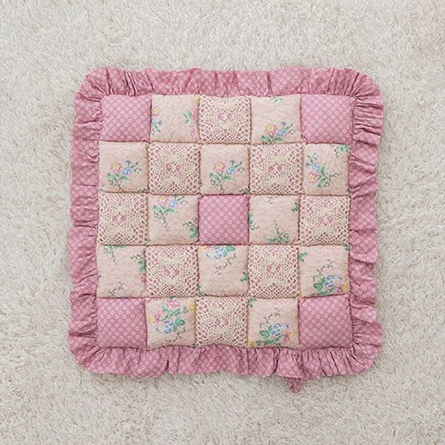 45x45cm 퀼팅 레이스 플라워 핑크 방석 인테리어방석