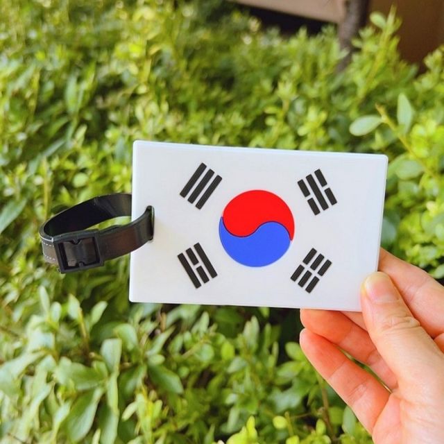 국기 태극기 문양 자수 와펜 가방 여행용 캐리어 이름표 고리