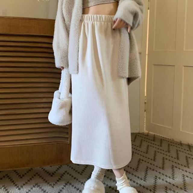 슬림 롱 캐쥬얼스커트 빅사이즈여성의류 주름 모임