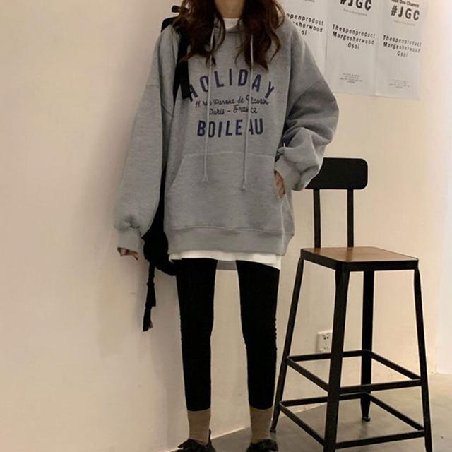 봄 가을 간절기 루즈핏 후드 긴팔 데일리 여자 티셔츠