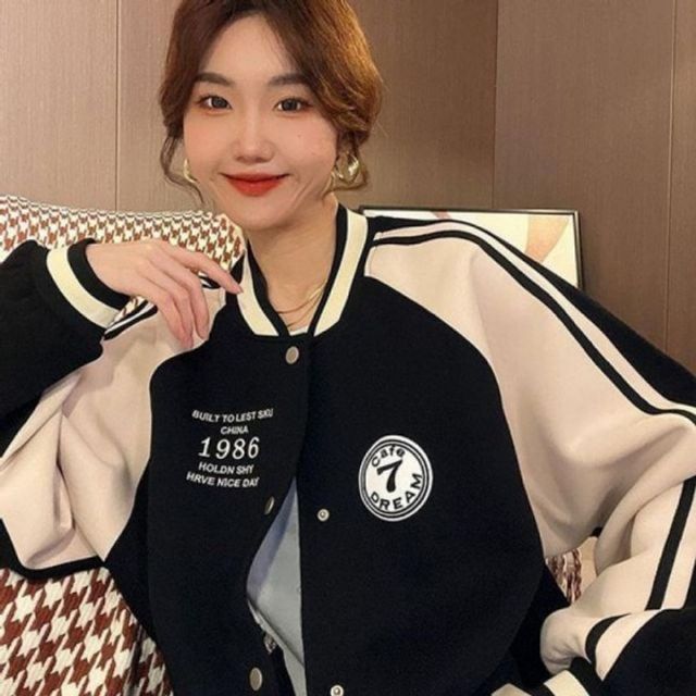 우먼 모던 일상템 루즈실루엣 프린트 연출 바시티자켓 베이스볼자켓레이디스 가을점퍼 상의자켓 이지웨어