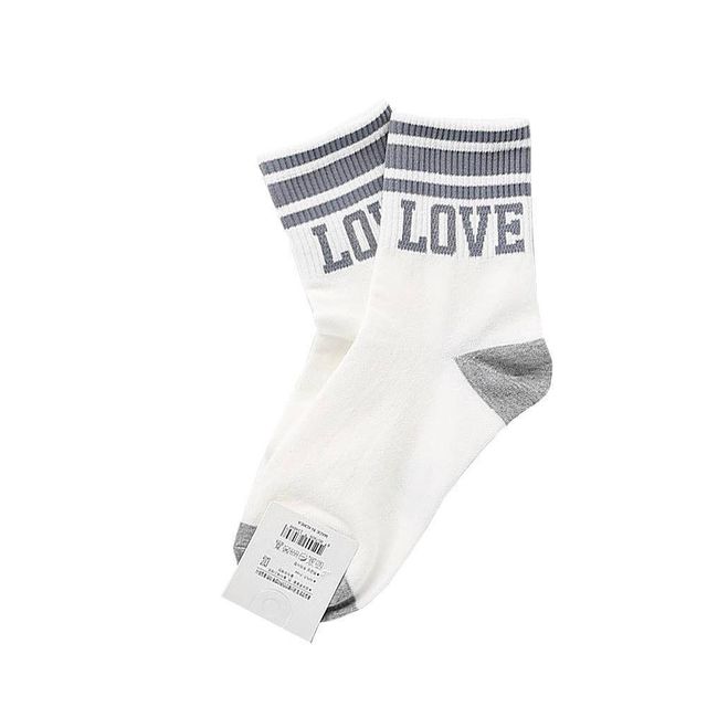 love 그레이 여성용 여자양말 중목양말 1켤레