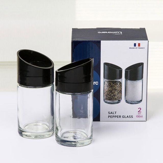 루미낙 원형 미니 양념통 블랙 100ml 2P 세트