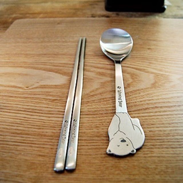 북극곰 디자인 스텐레스 어린이 수저 젓가락세트