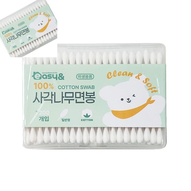 이지앤 사각나무면봉 위생면봉 나무스틱 사각팁 화장정리