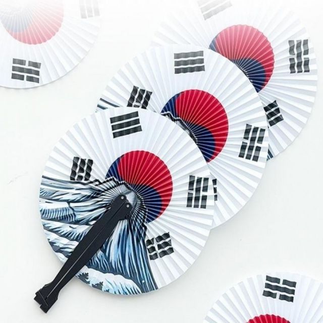 휴대용 부채 원형 접이식 태극기 초경량