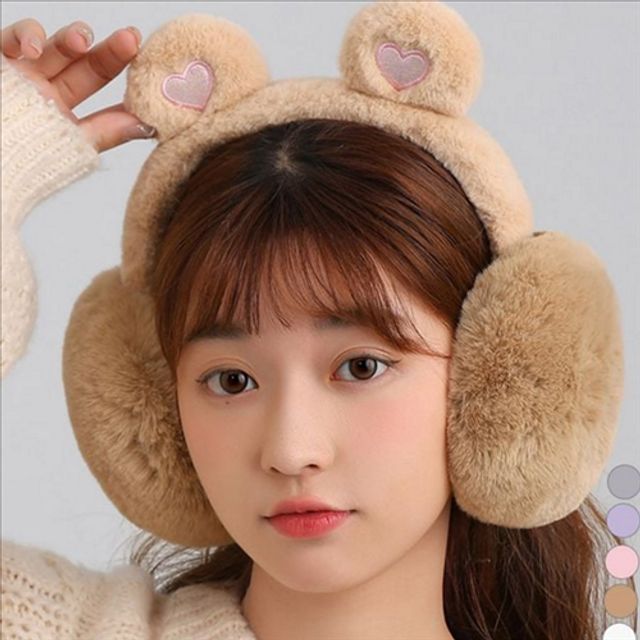 접이식 겨울 귀마개 뽀글이 털 귀마개 곰돌이 귀도리 방한