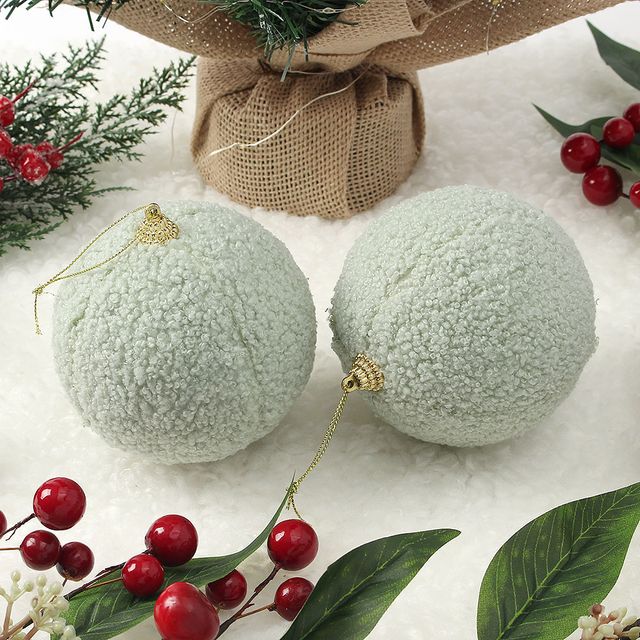 퓨어그린 패브릭 장식볼 2p 10cm 뽀글폼폼이 데코용품