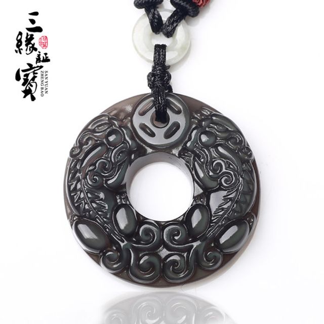 빙종흑요석 펜던트 피슈목걸이 비휴 평안쥬얼리