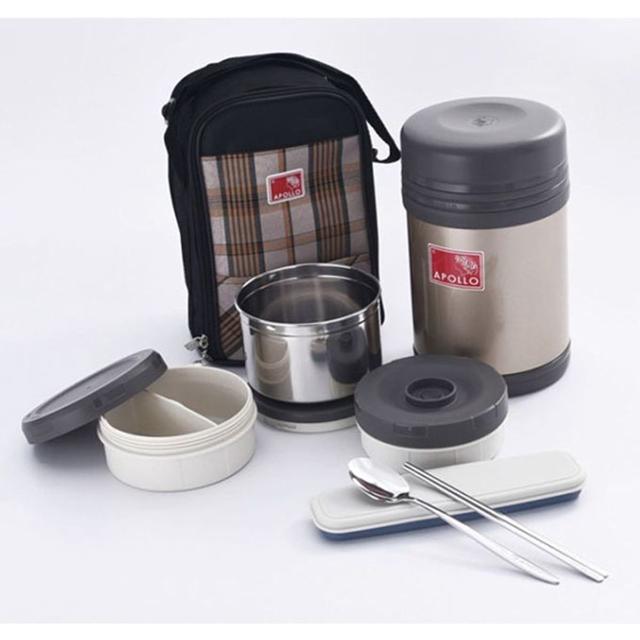 아폴로 보온 도시락통 세트 찬합 런치 박스 1600ml