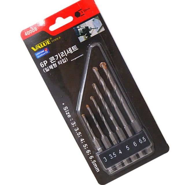 VALUE 콘기리세트 6P(일체형 타입) - 실용적인 일체형 콘기리 공구 세트