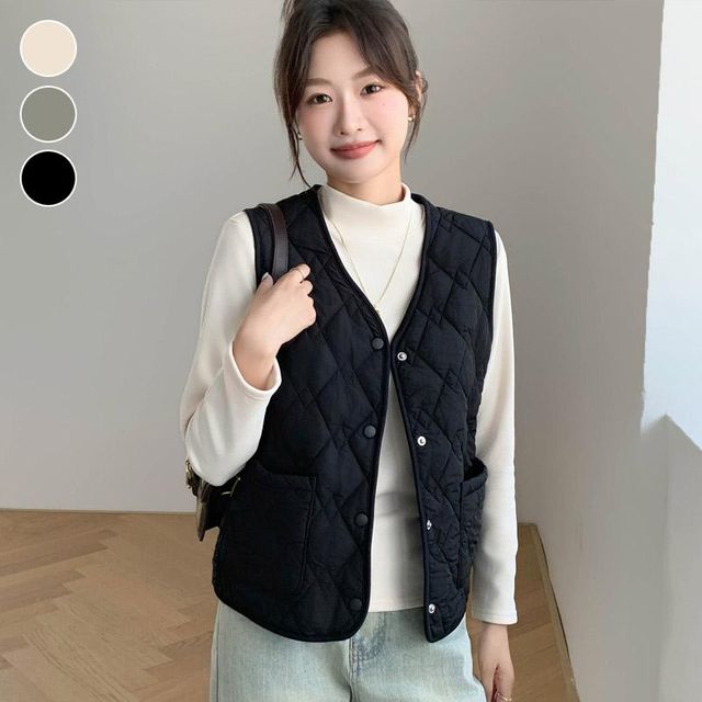 세미 포켓 경량 패딩조끼 ELC9017 루즈