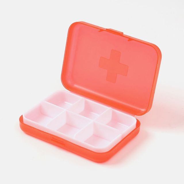 알약용기 약정리함 사각 6칸 알약 케이스 레드