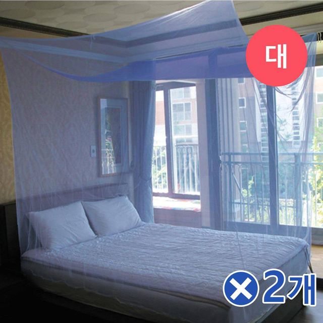 TBZ 사각형 심플모기장 블루-대x2개 모기방지 침대캐노피