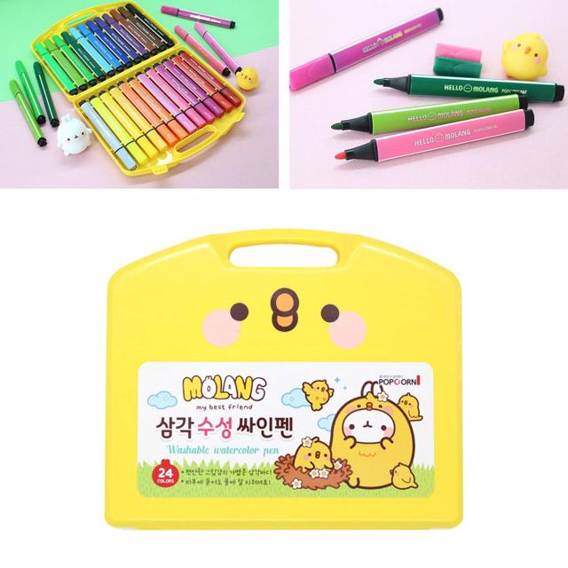 몰랑이 삼각 수성 사인펜 24색 3개 세트 미술용