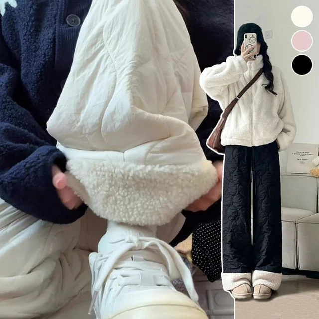 겨울바지 와이드팬츠 여성 패딩 방한 따뜻한 안감 후리스 기모 기모바지