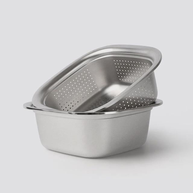 스텐 믹싱볼 베이킹 샐러드 스텐볼 채망 세트 24cm