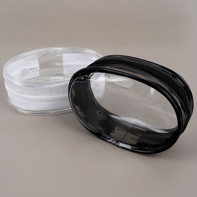 투명파우치 화장품파우치 PVC 지퍼형 미니 타원형 투명 보관 파우치