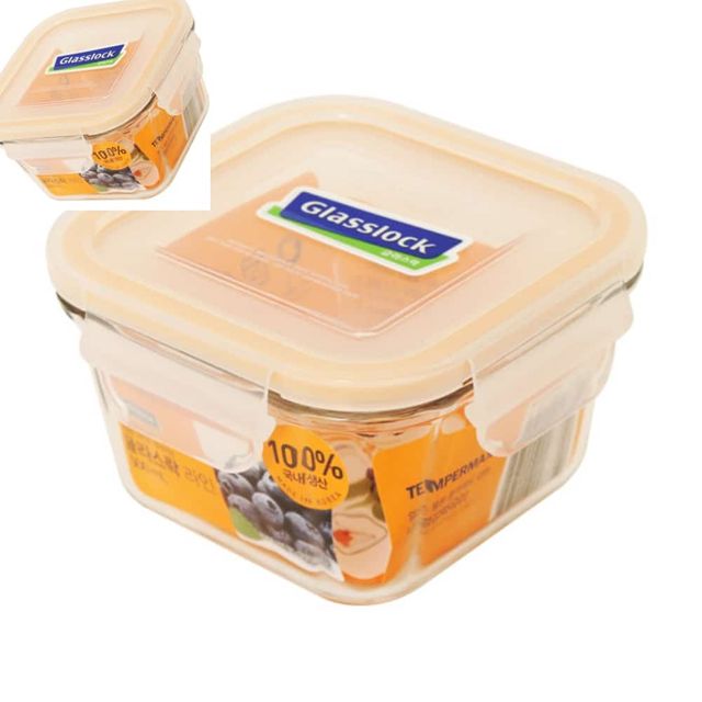 글라스락 라인정사각 210ml 냉장고 반찬통, 다용도 음식 보관용기