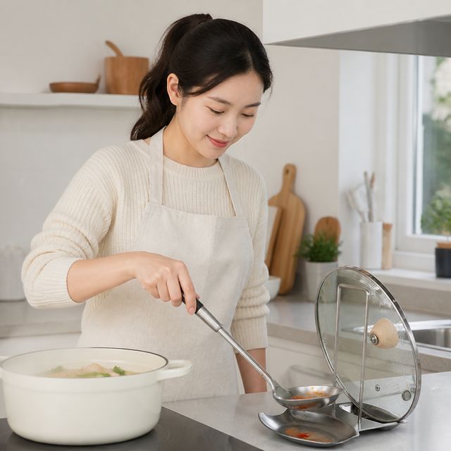 냄비 뚜껑 거치대 조리 도구 국자 받침대 주방 정리 수납 용품