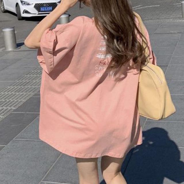 캐주얼 여성 박스티 반팔 라운드넥 데일리 바캉스룩