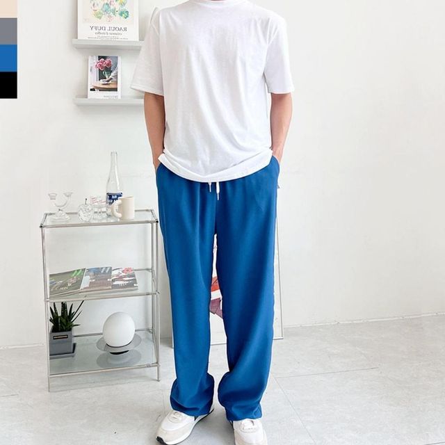 남성 찰랑냉감 루즈핏 밴딩 바지 하의