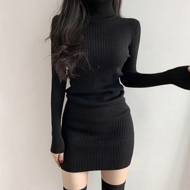 목폴라 무지원피스 목폴라원피스 골지 하객 데이트 미