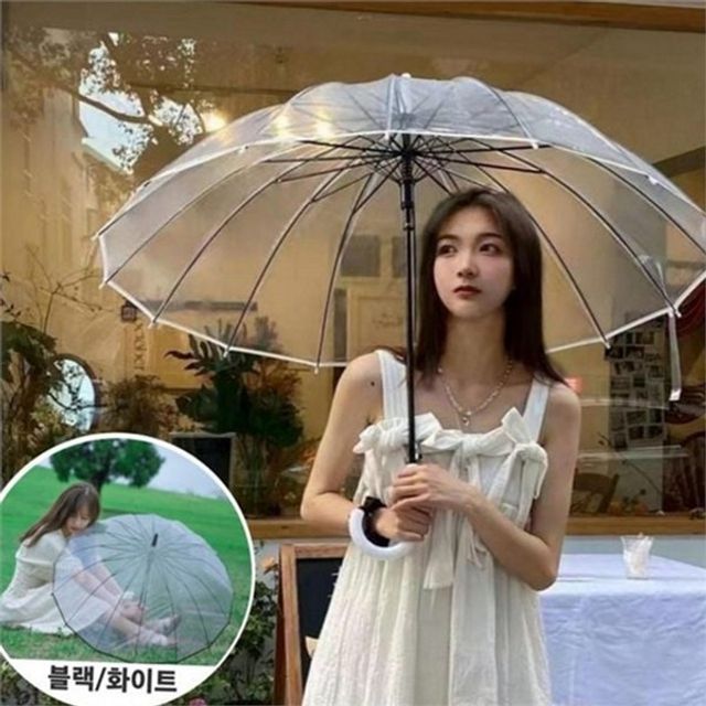 여성 원터치 투명 우산 여성 장우산 자동 16살대 대형 남성 어린이 아동