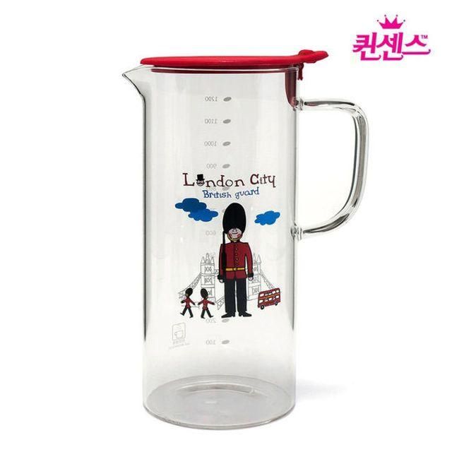 퀸센스 내열 유리 물병 런던시티 1.2L 대용량 물병