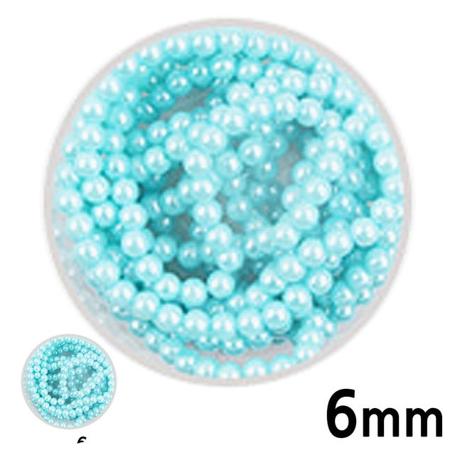 비즈공예부자재 진주부자재 칼라 구슬 단색 진주 하늘 6mm