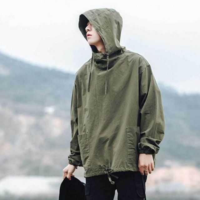 루즈핏 남자 후드 바람막이 캐주얼 남성 후드 바람막이 간절기 아노락