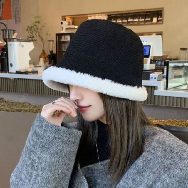 퍼 벙거지 모자 여성 겨울 보온 벨벳 빵모자 선물