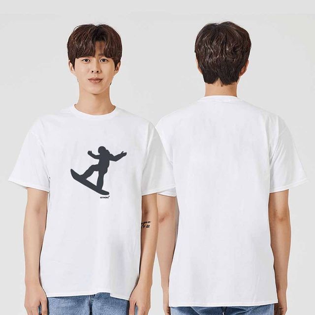 예쁜 스노우보드 겨울 스포츠 그래픽 반팔티