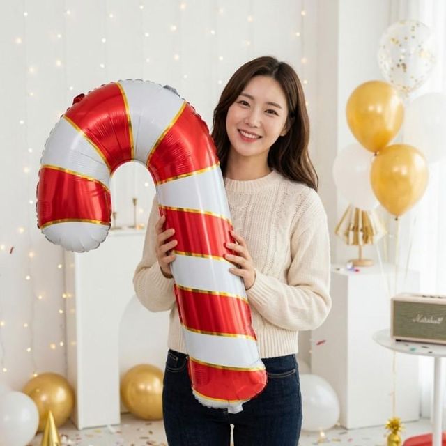 파티 연말 크리스마스 대형 캔디케인 은박풍선 지팡이 생일 장식 신년 화동 레터링